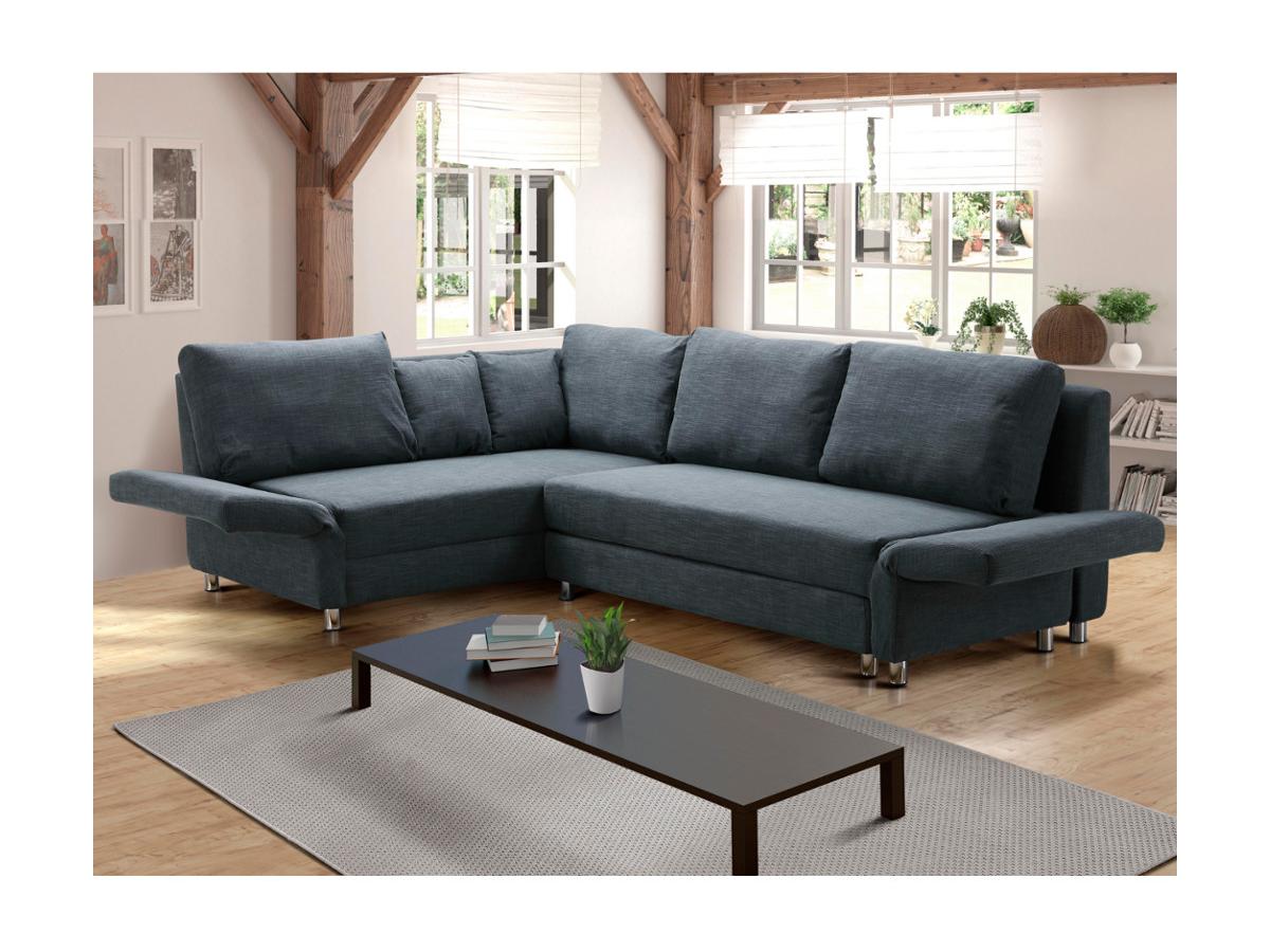 Canapé angle gauche convertible tissu bleu gris KIKAYA II Canapé angle gauche convertible tissu bleu gris KIKAYA II