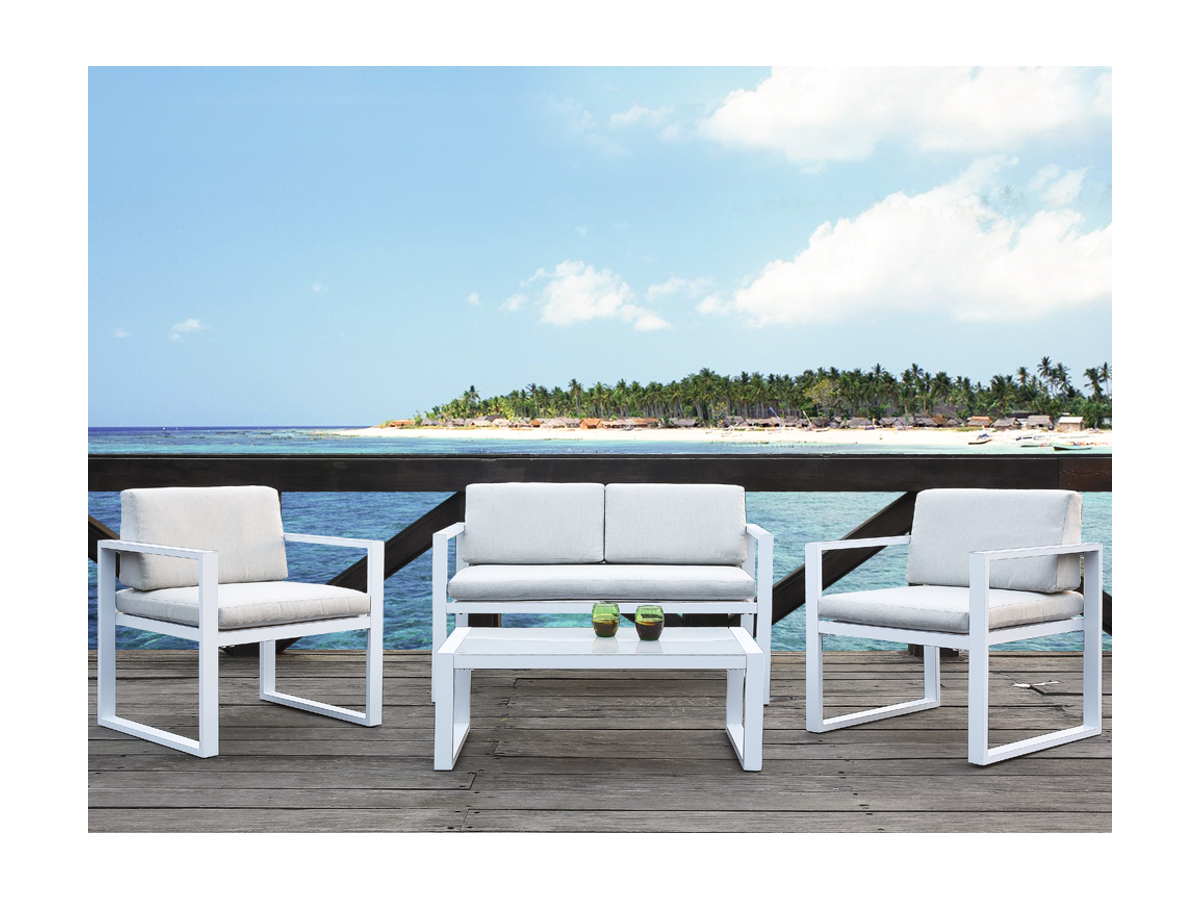 Salon jardin PALAOS canapé 2p.+2 fauteuils+table - Gris Salon jardin PALAOS canapé 2p.+2 fauteuils+table - Gris