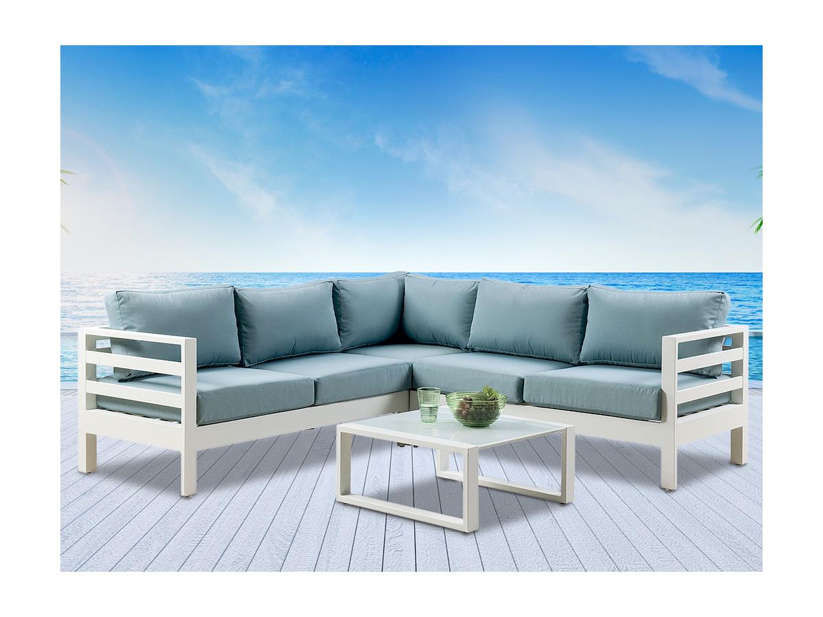 Salon de jardin coloris blanc et turquoise - SULAWESI Salon de jardin coloris blanc et turquoise - SULAWESI